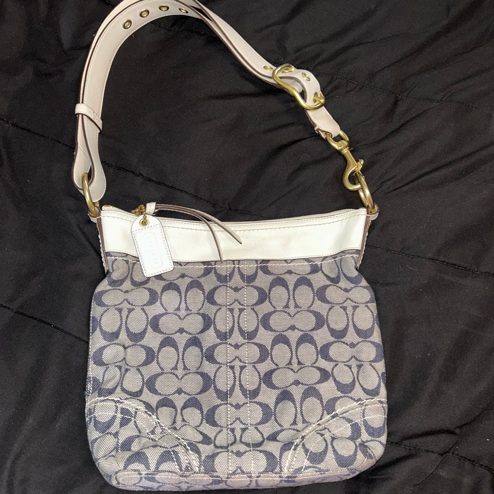 Coach denim and White Signature Shoulder Bag